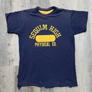 VTG Sequim Highschool Double Face Physical Education 70s/80s P.E Mens Gym Shirt